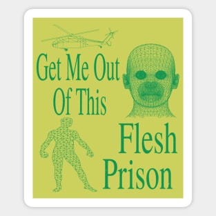 Get Me Out Of This Flesh Prison - Meme Funny Retro Sci Fi (Green) Magnet